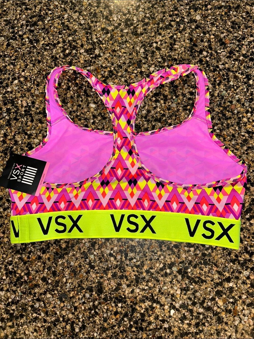NEW Victoria’s Secret The Player VSX Sport Pink Geometric Racerback Sports Bra - Picture 5 of 6
